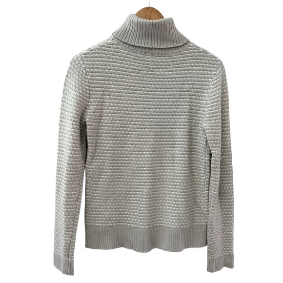 J. Crew Waffle Knit Textured Turtleneck Sweater Mushroom Gray Size XS - Picture 6 of 11